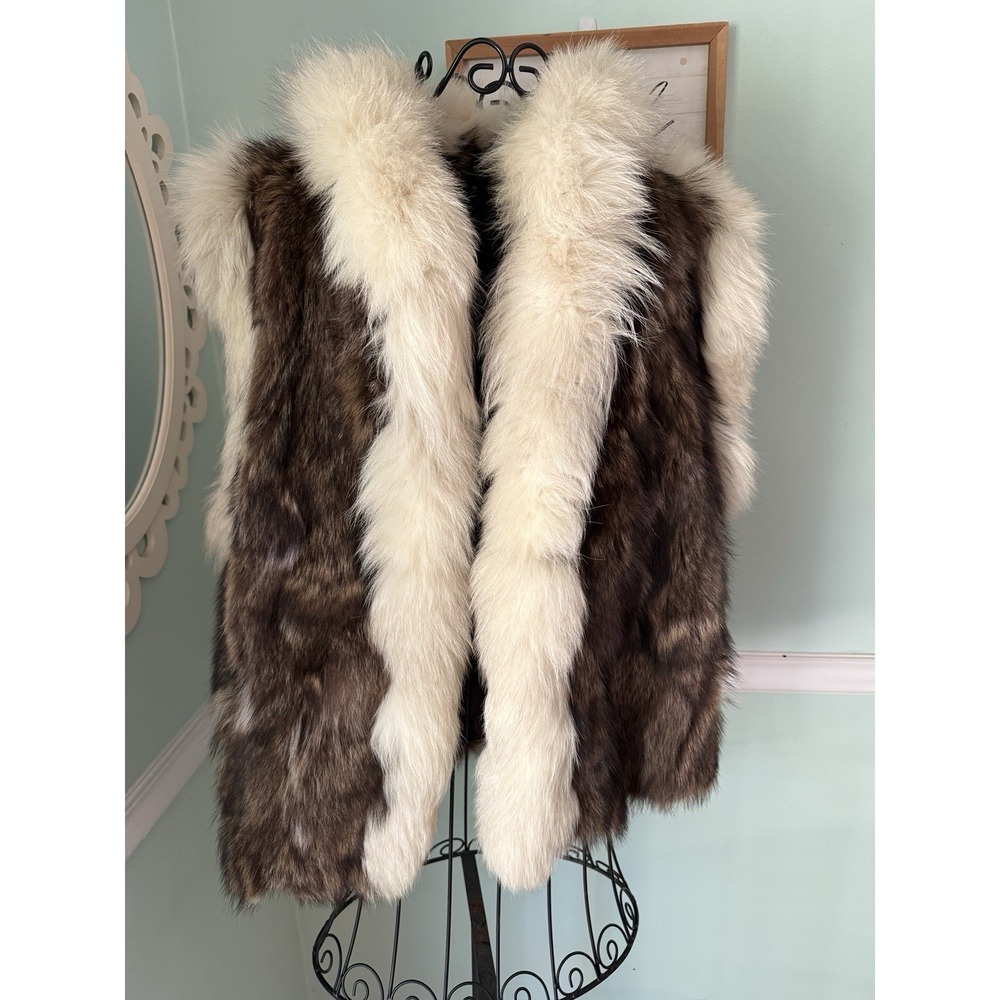 ✨GORGEOUS‎ & UNIQUE ARCTIC FOX & COYOTE FUR Vest Coat Not Lynx XL Greece